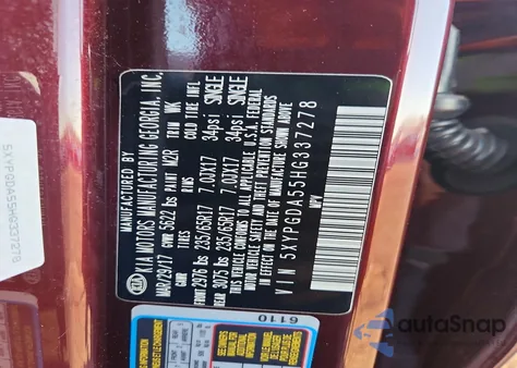 2017 Kia Sorento Lx from USA, damaged, VIN 5XYPGDA55HG337278